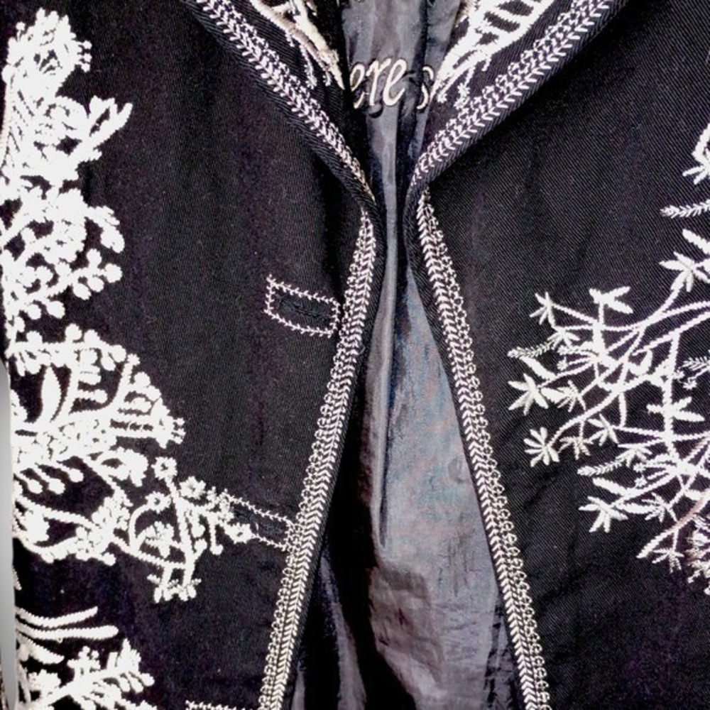 Paparazzi Womens Coat Sz S Embroidered Black Jacket Long Sleeves Y2K Bohemian - Picture 8 of 16